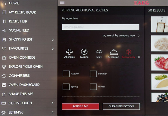 Pic.: screen shots from the AEG smart oven application