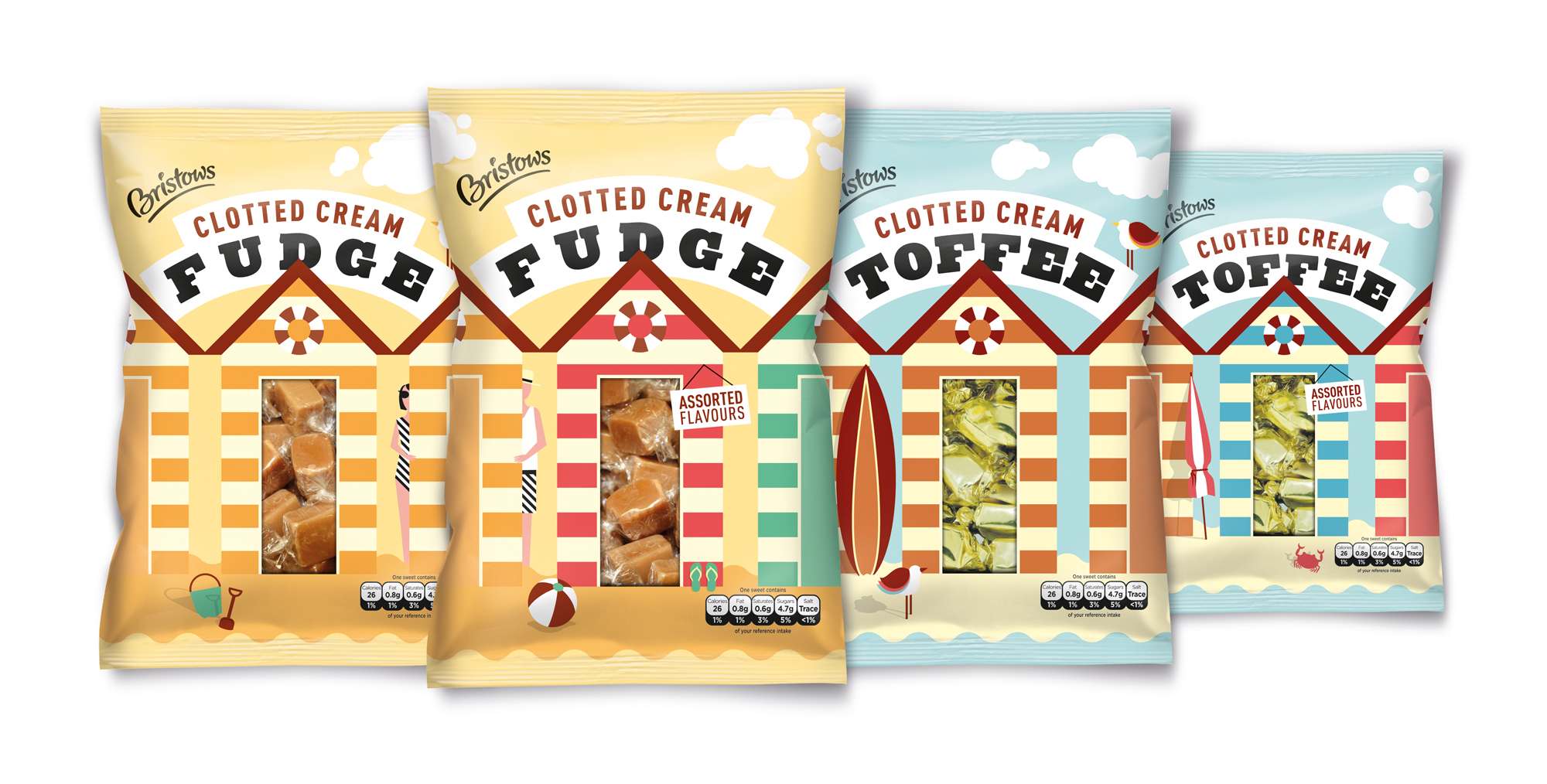 Photo: new Bristows Toffee and Fudge sweets in the packs designed by Aesop