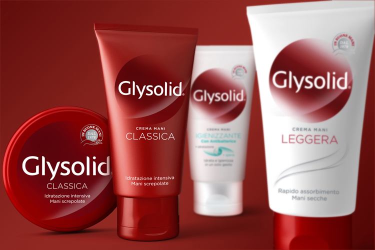 Photo: redesigned packaging for the Glysolid hand creams