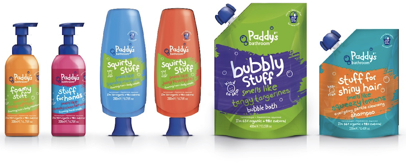 Pic.: packaging for the children's bath and body range Paddy's Bathroom