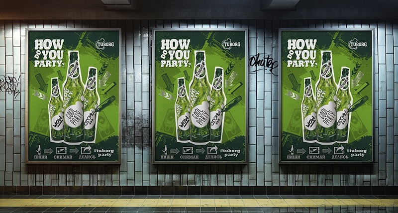 Photo: Tuborg packaging design and collateral materials for the Russian market