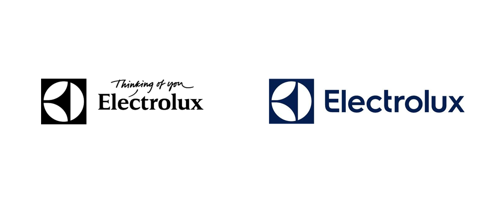 Pic. Electrolux old (on the left) and new (on the right) identity. Image credit: Brand New Under Consideration