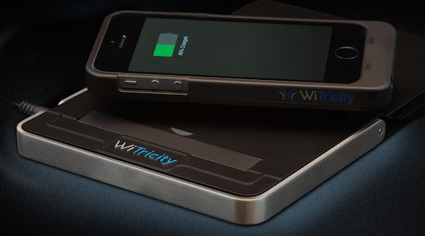 Photo: Witricity charging pod for a phone.